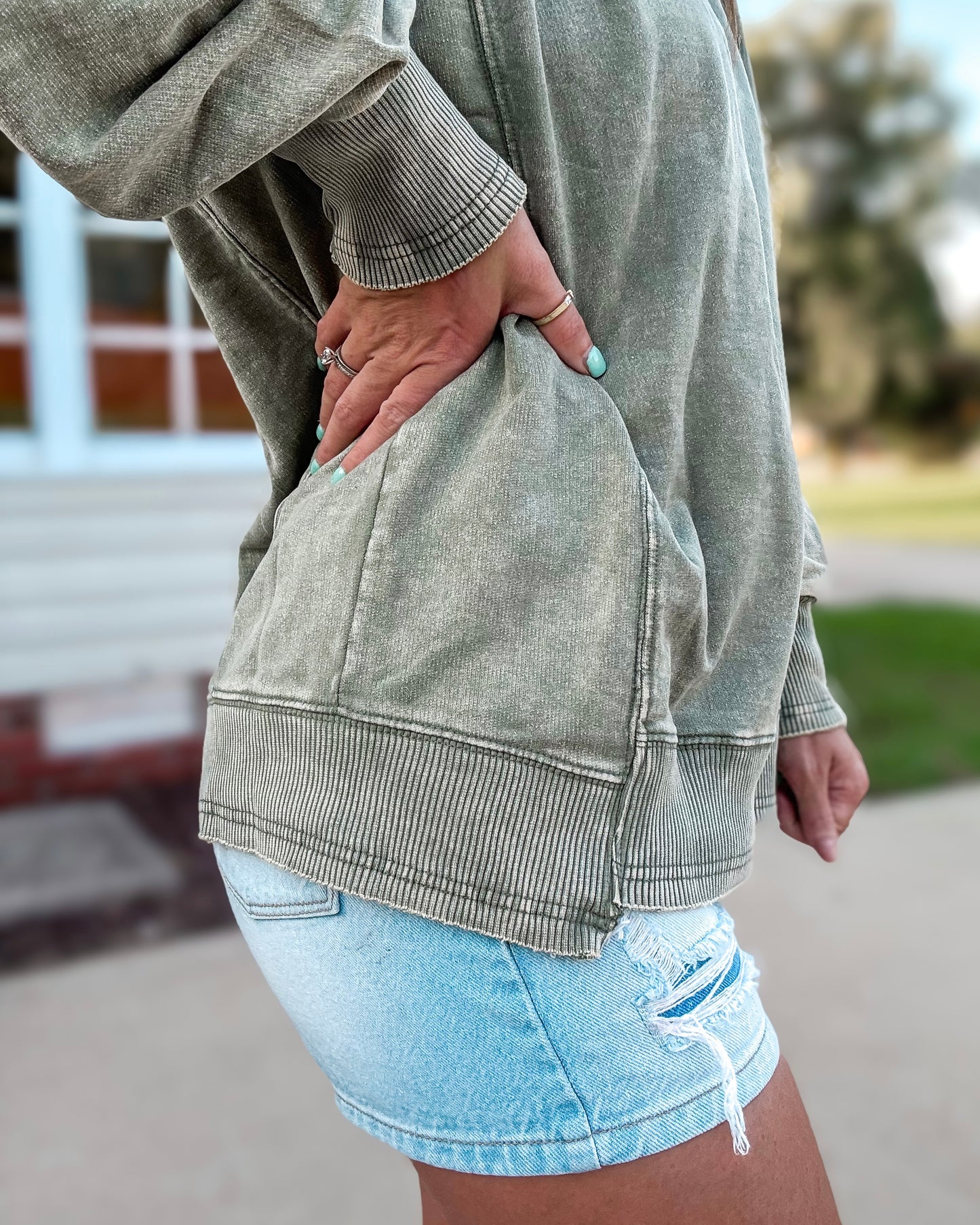Muted Moss French Terry Pullover