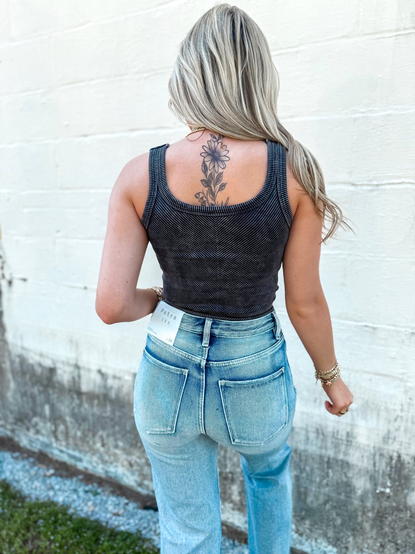 Casual Summer Mineral Wash Tank (Black)