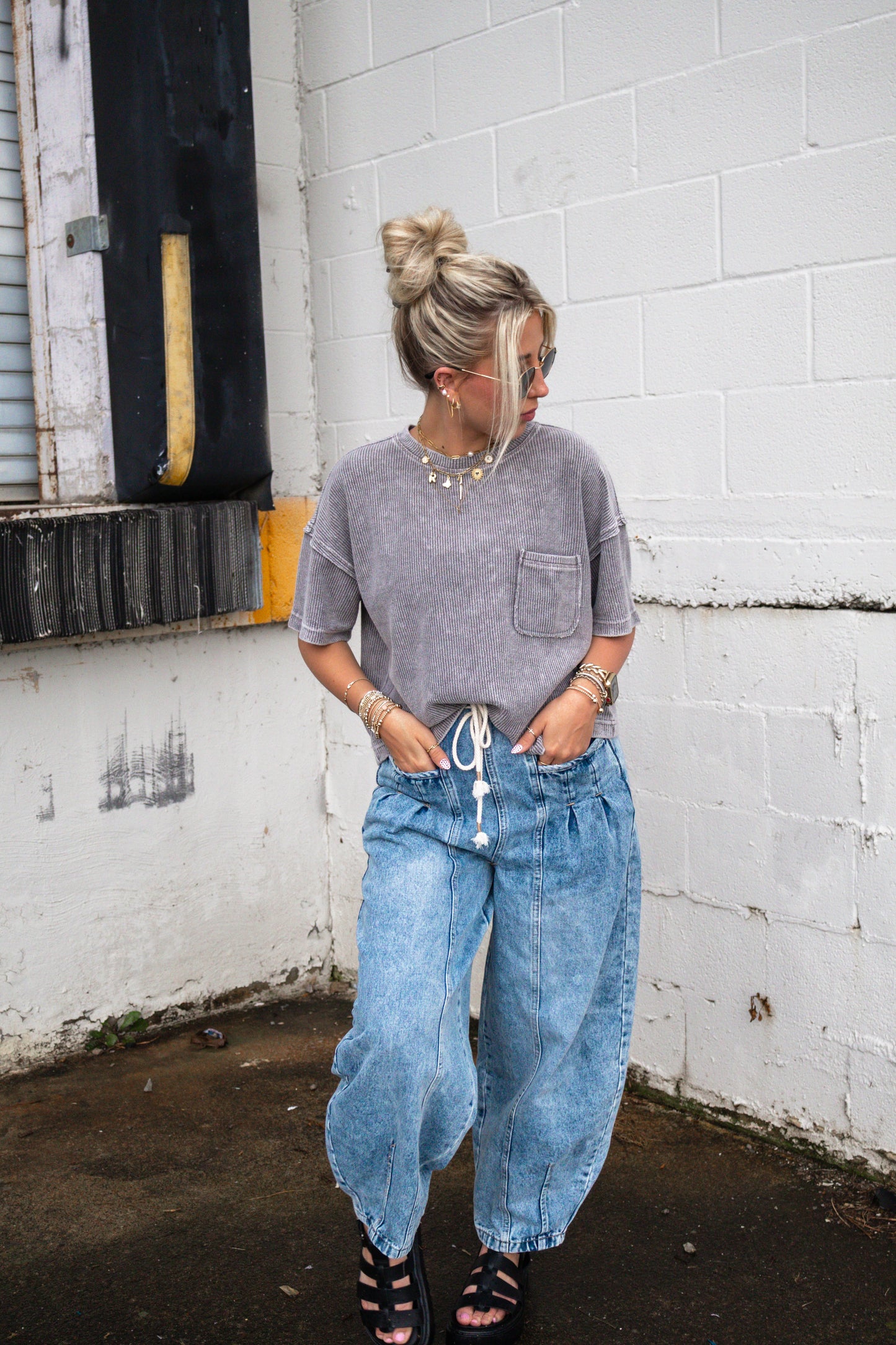 Easy Pocket Washed Tee (Charcoal)