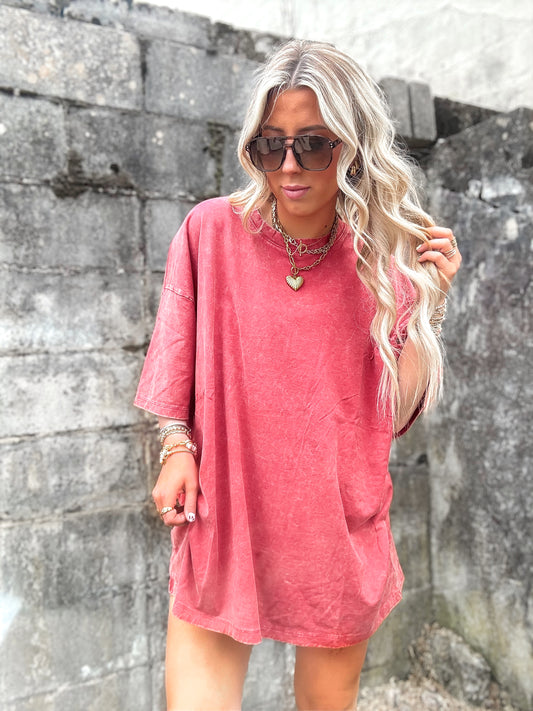 Acid Wash Drop Should Tee (Red)