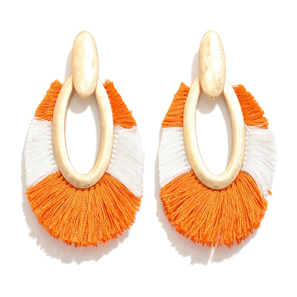 Two Tone Tassel Drop Earring