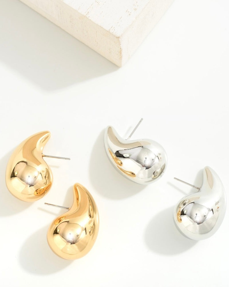 Gold Drop Hoop Earrings