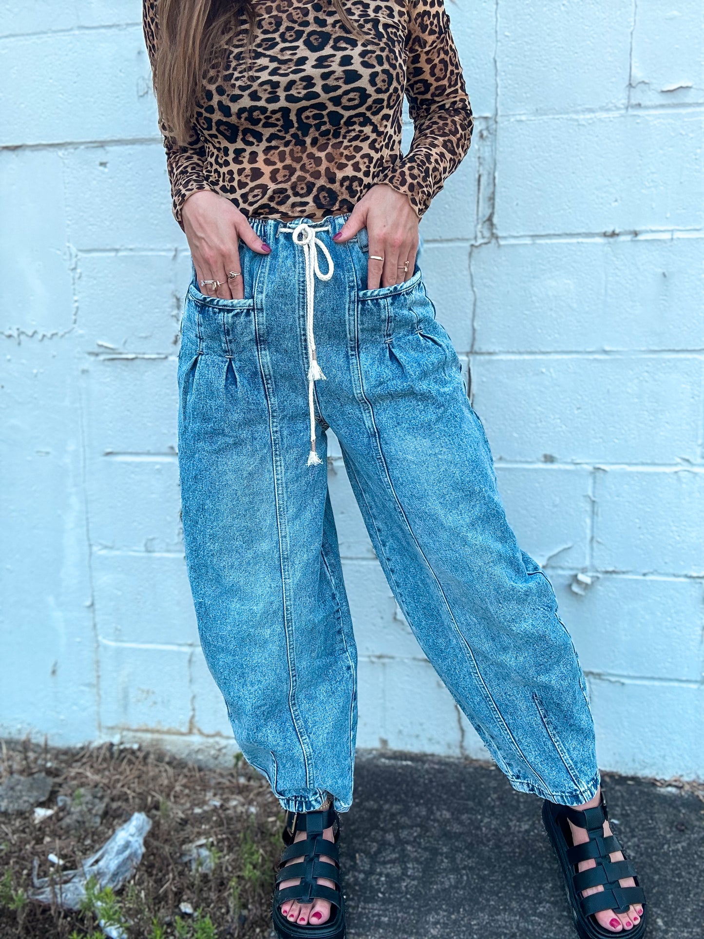 Roll With It Washed Barrel Jean