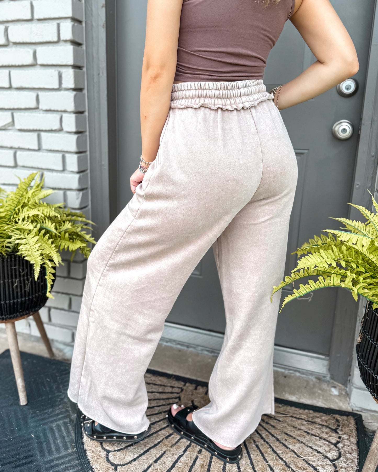 Cloud Wash Palazzo Pants (Ash Mocha)