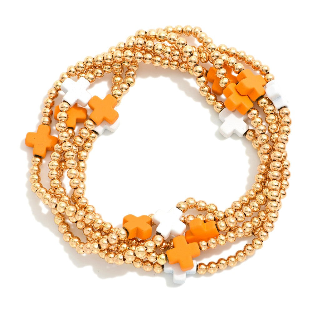 Orange Cross Bracelet Set