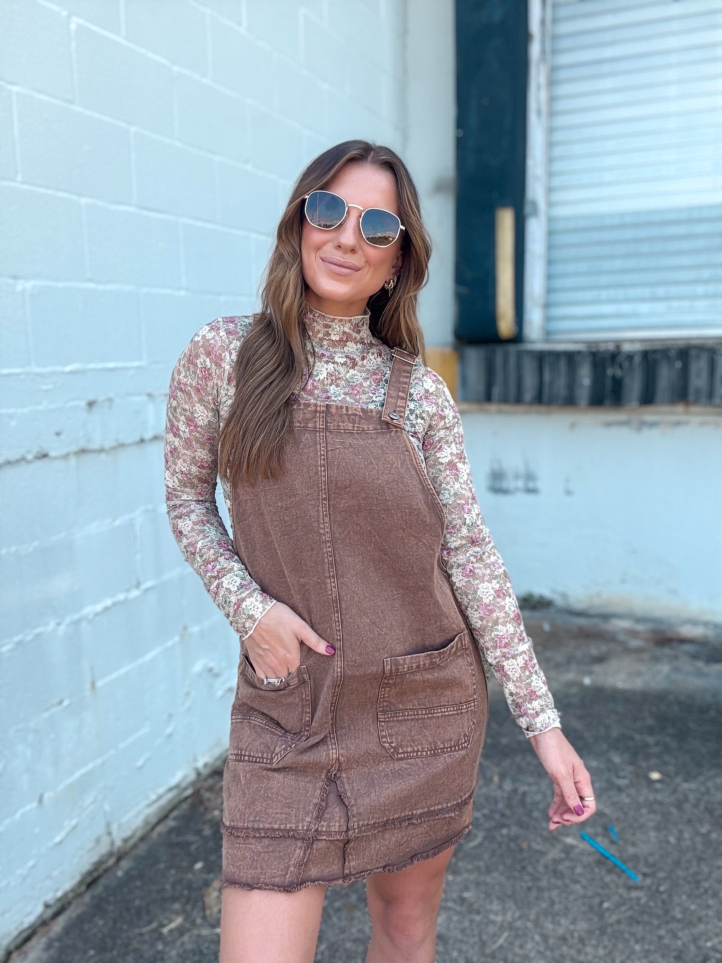 Mocha Muse Denim Overall Dress
