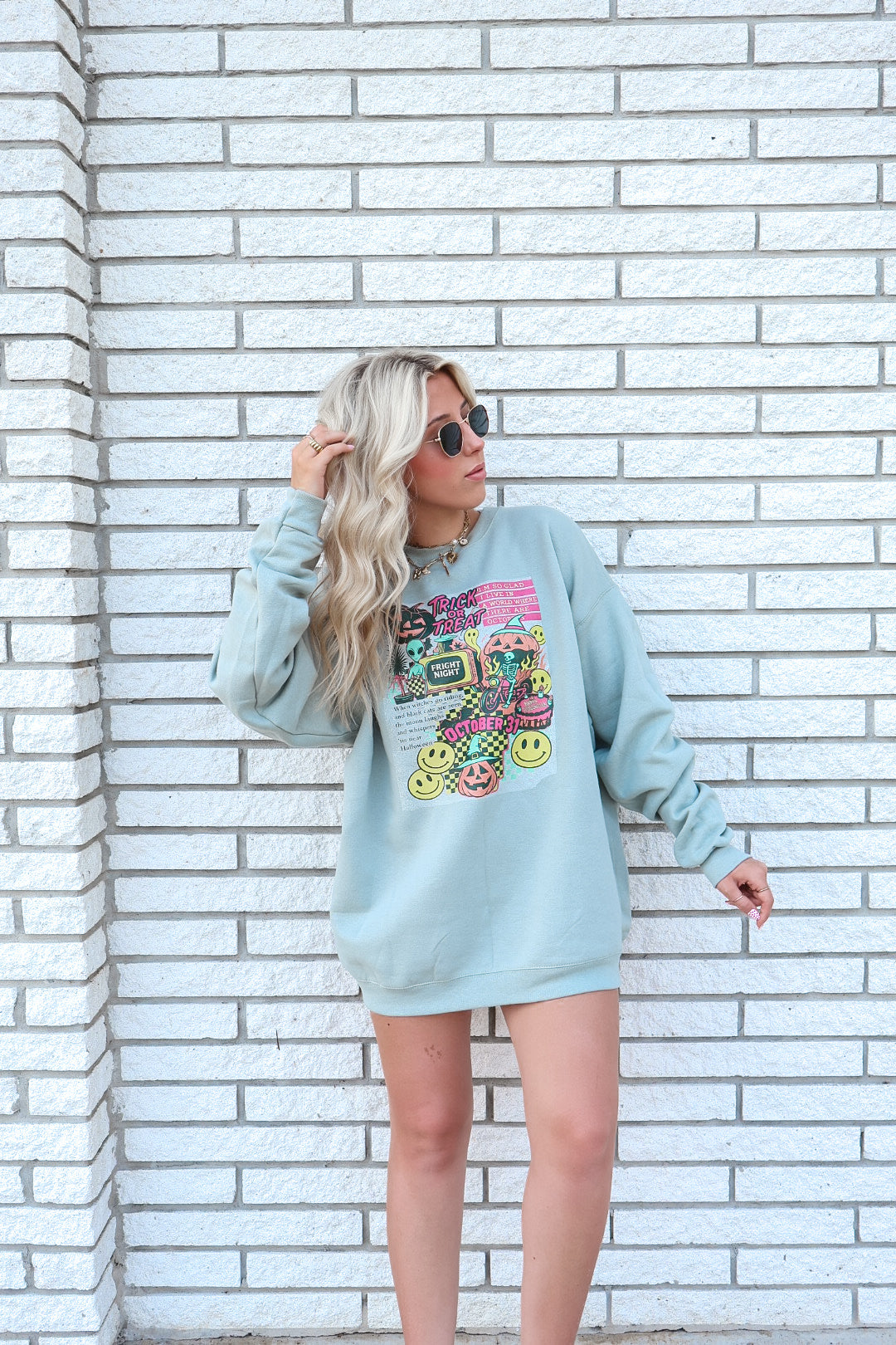 Neon Trick or Treat Collage Sweatshirt (Pre-Order)