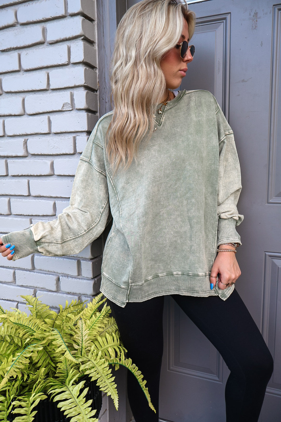 Muted Moss French Terry Pullover (RESTOCK)