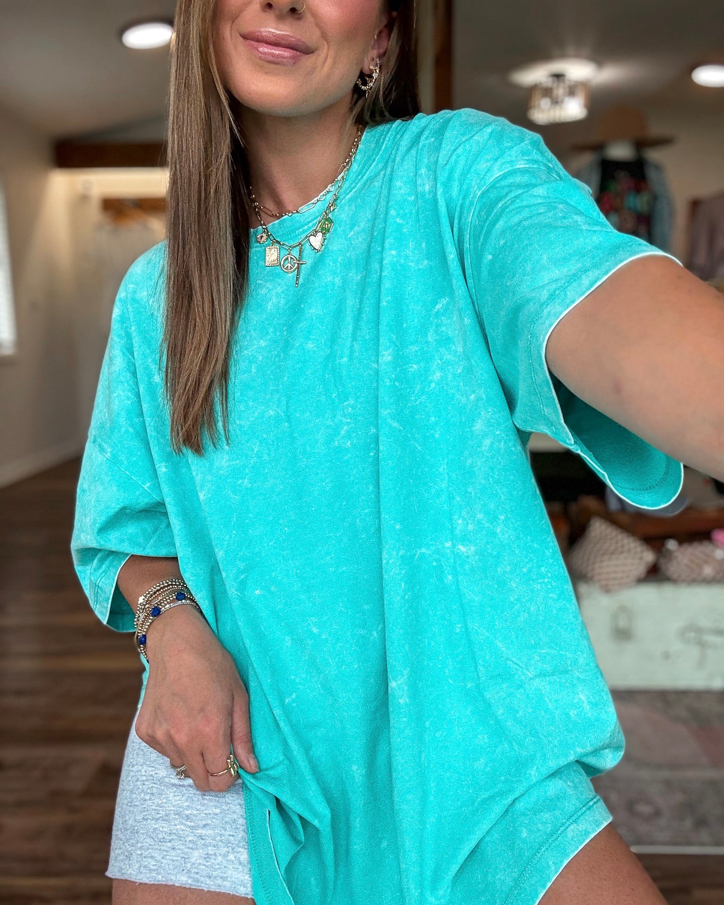 On Repeat Oversized Box Tee (Teal)