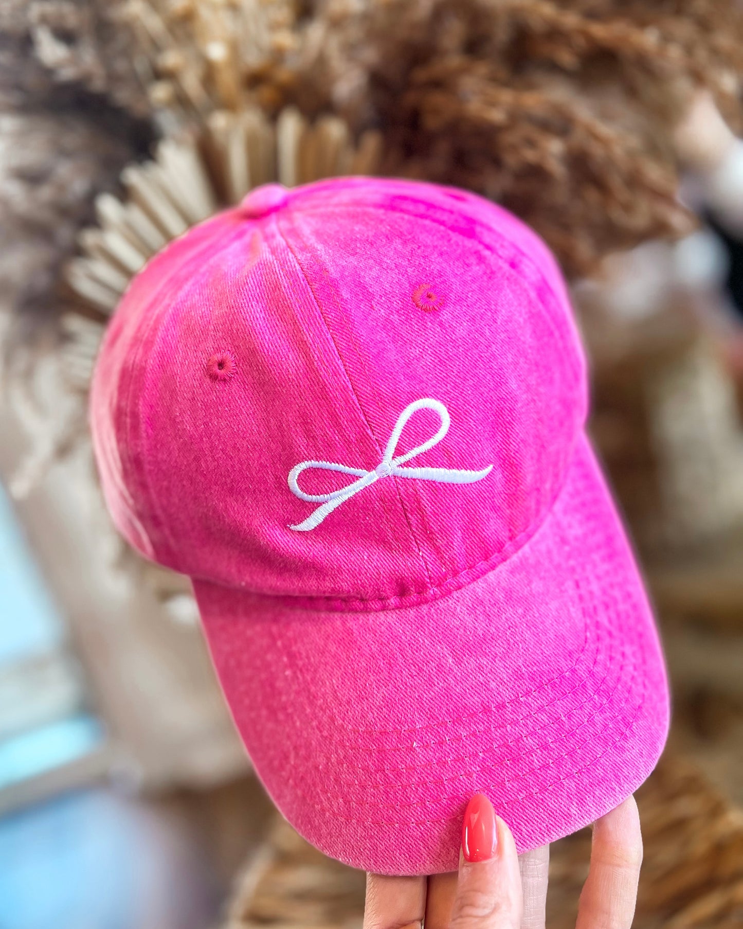 Put A Bow On It Baseball Cap (Fuschia)