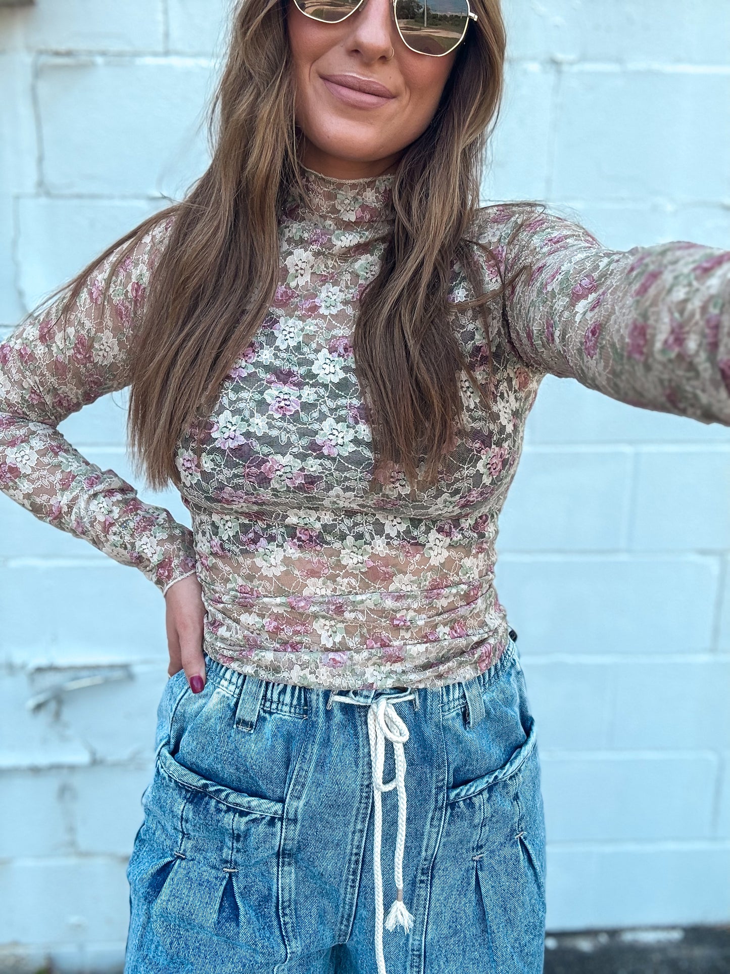 Floral Mesh Lace Top