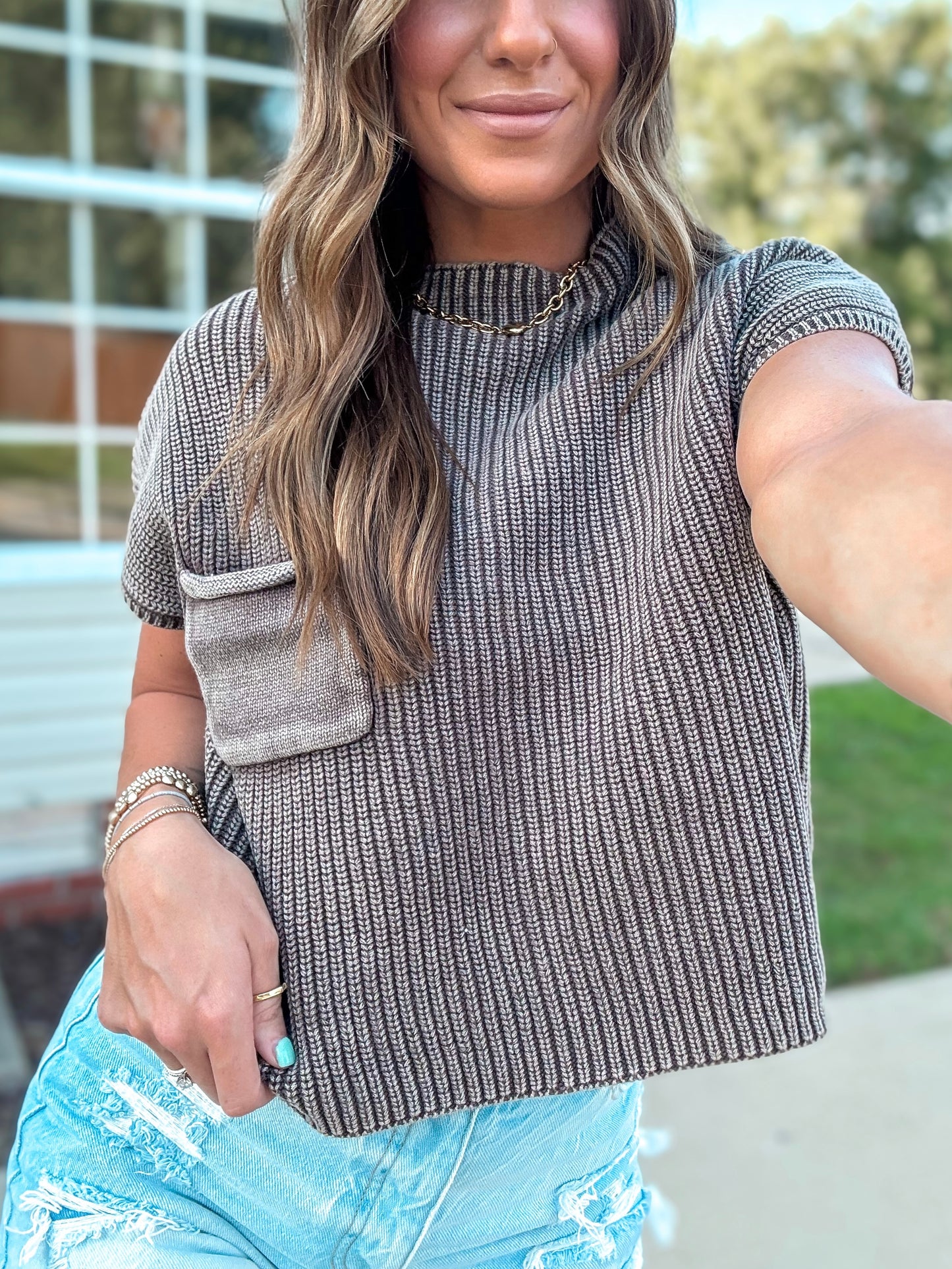The Driftwood Mock Neck Crop Sweater
