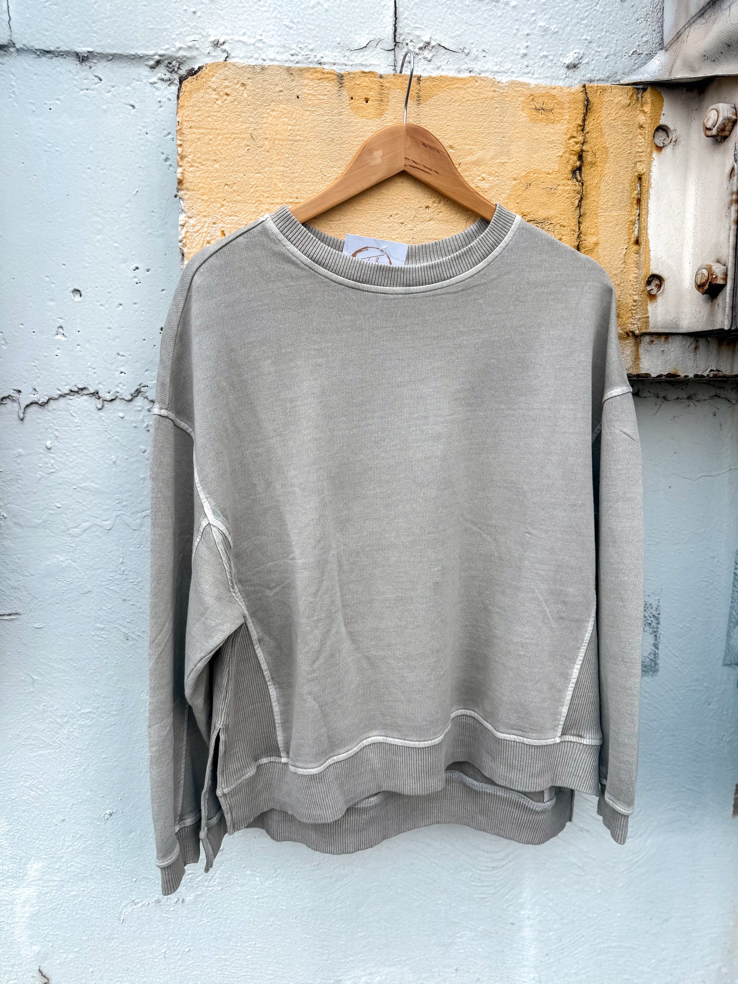 French Terry Pigment Dye Pullover (Ash Mocha)