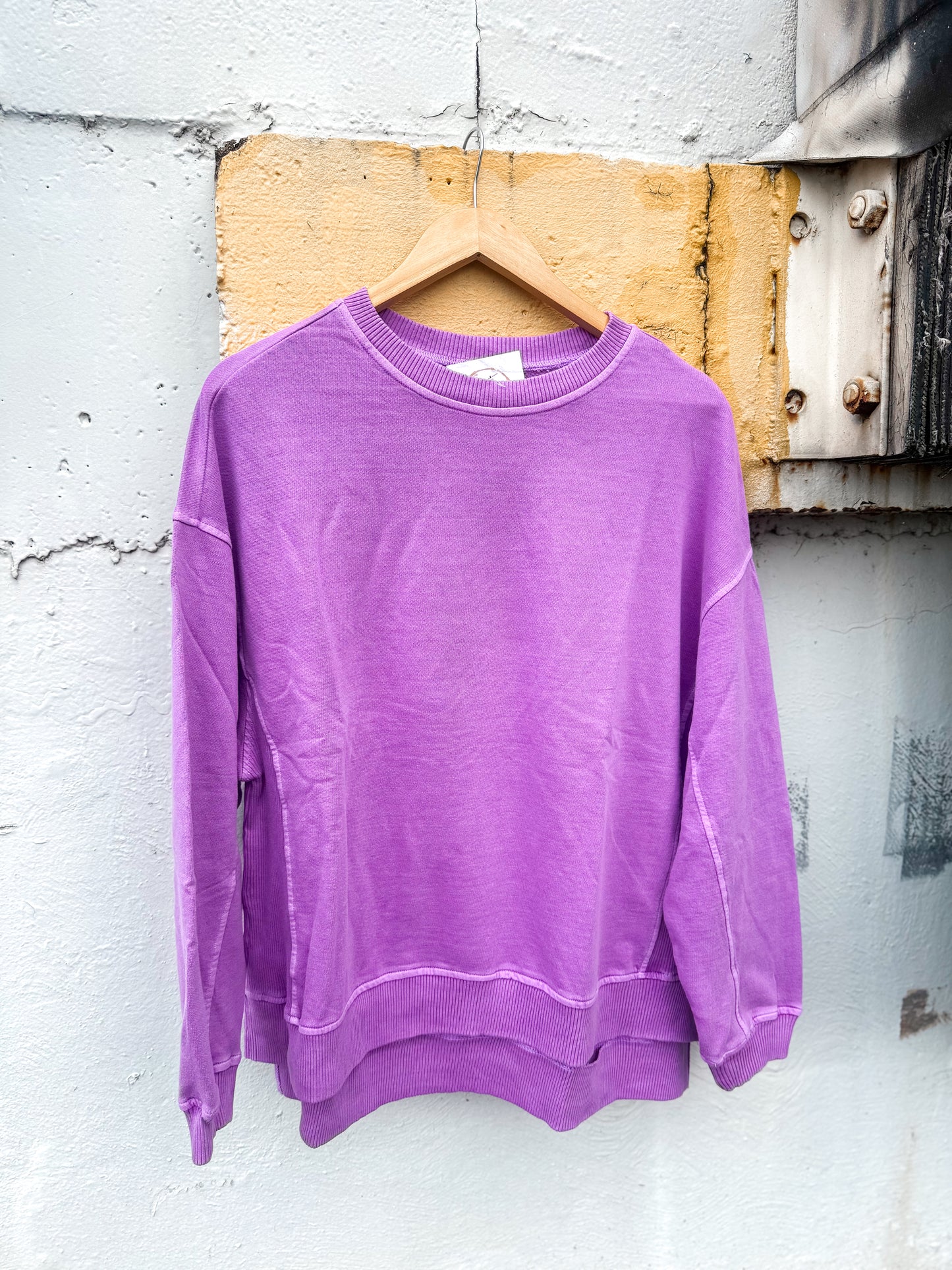 French Terry Pigment Dye Pullover (Plum)