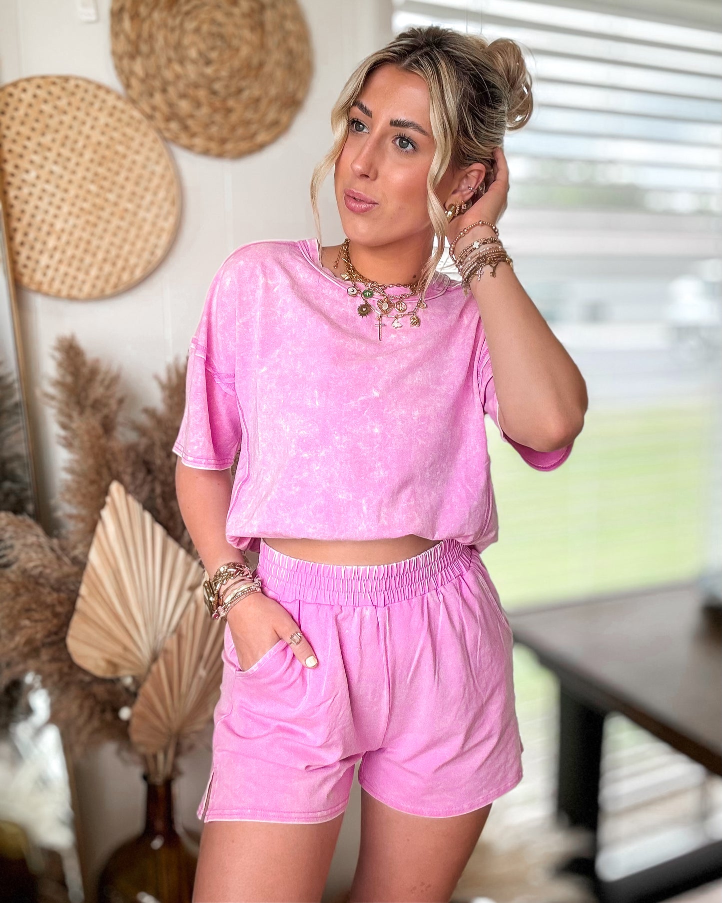 Sunday Slowdown Washed Set (Pink)