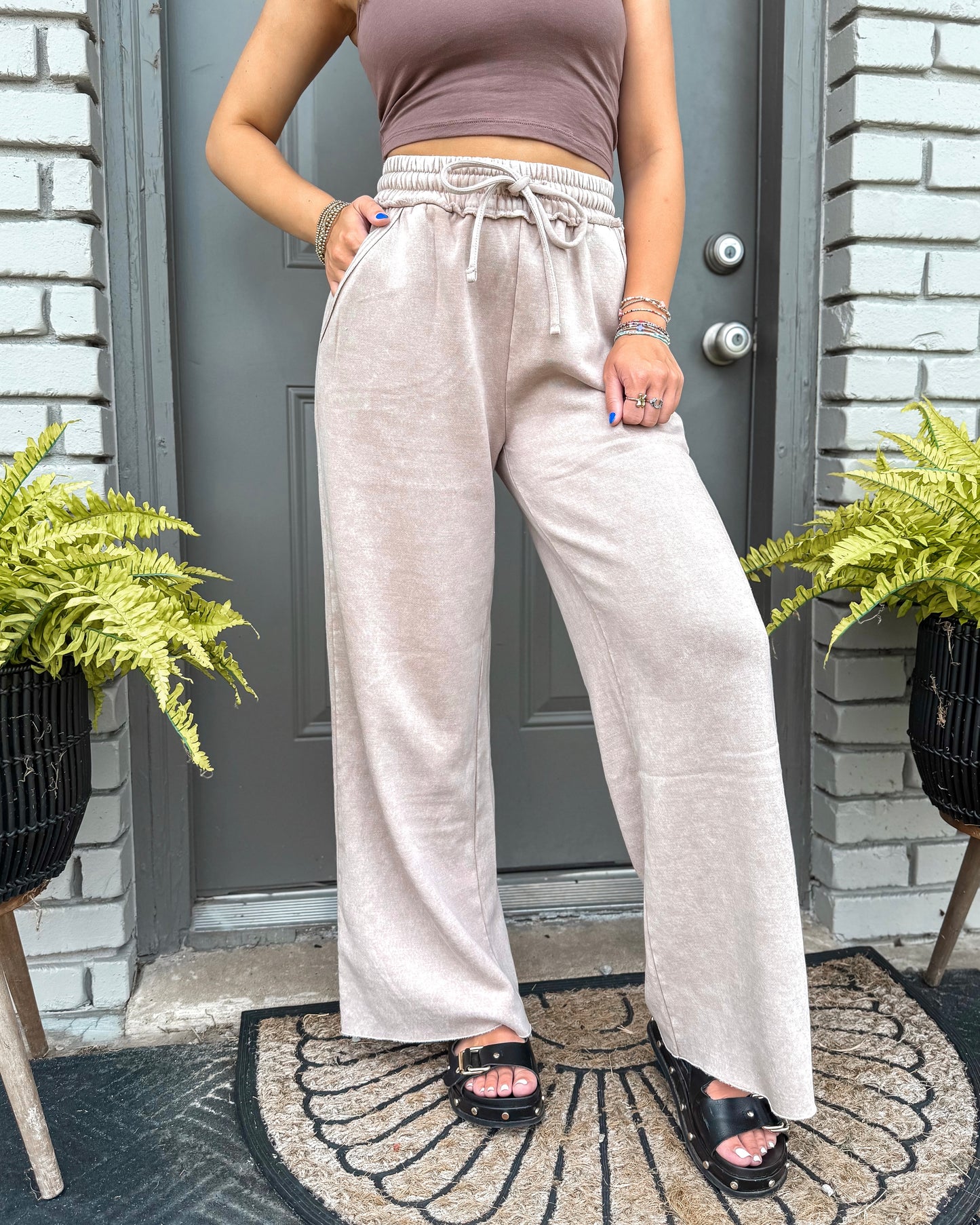 Cloud Wash Palazzo Pants (Ash Mocha)
