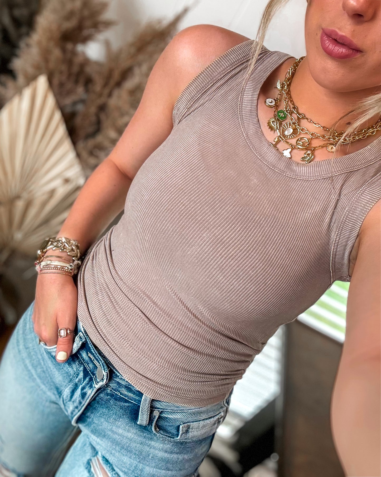 Vibe Check Exposed Seam Tanks (Sand) RESTOCK