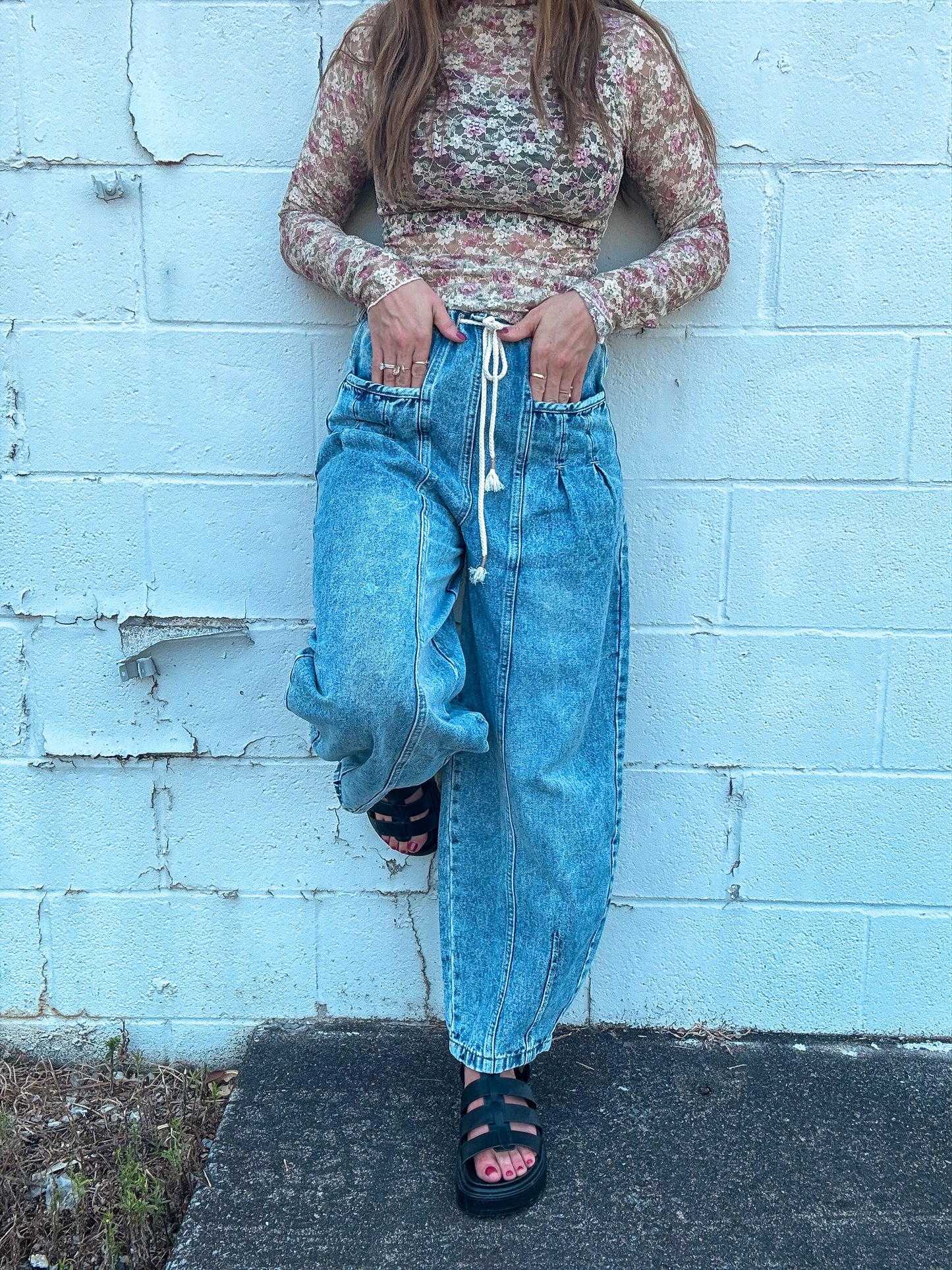 Roll With It Washed Barrel Jean