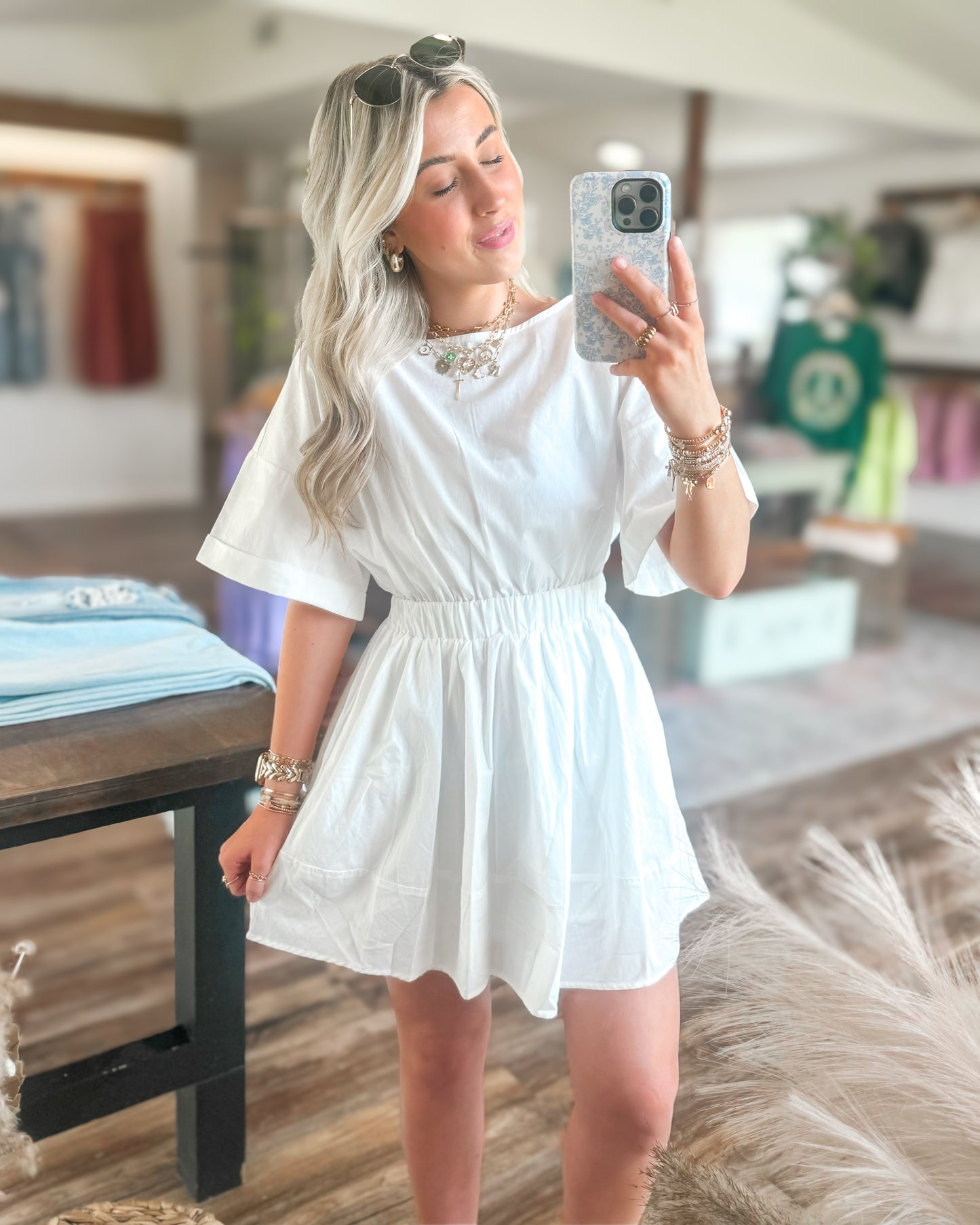 White Poplin Mini Dress