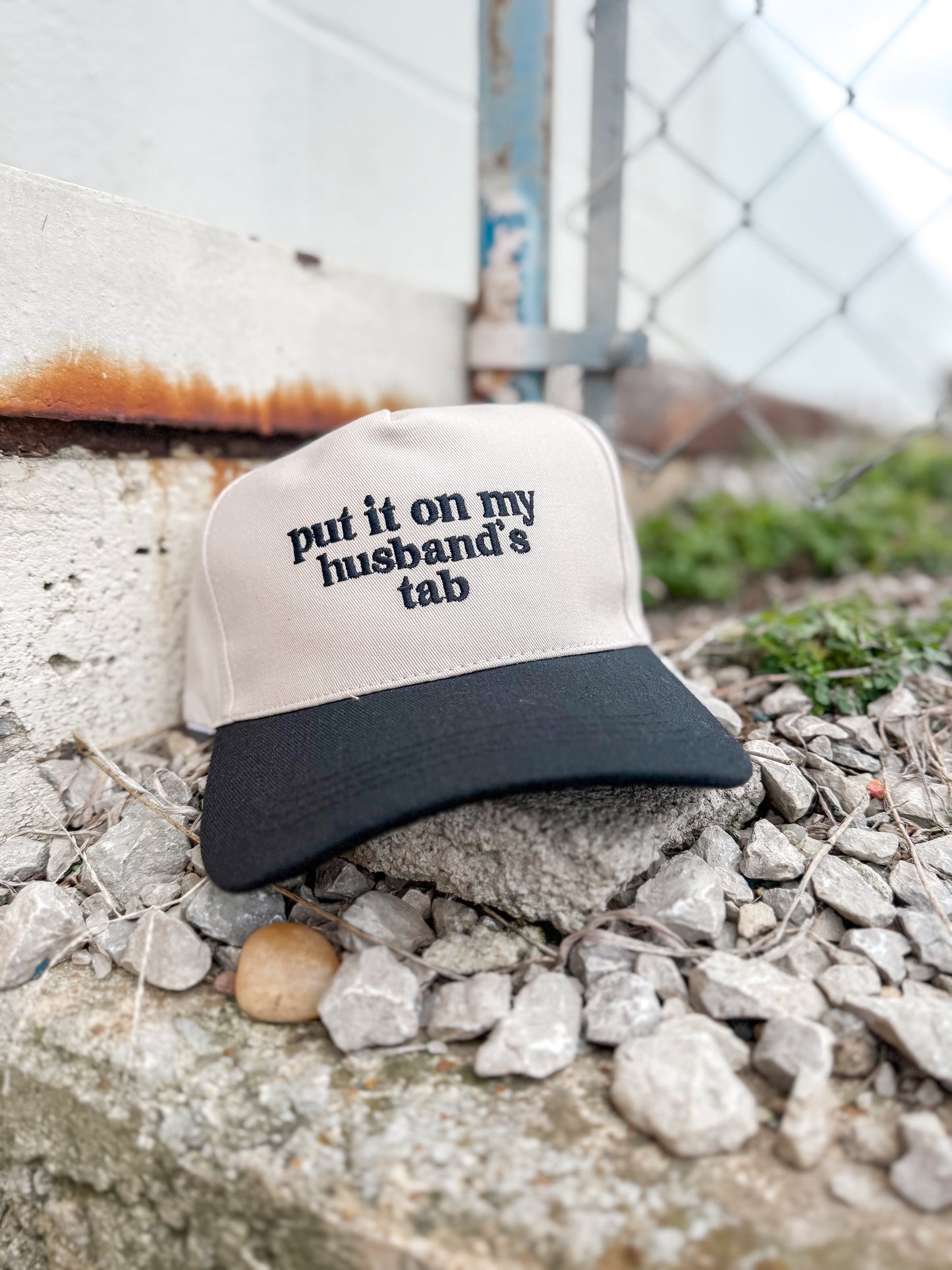 Put It On My Husband's Tab Two-Tone Trucker Hat