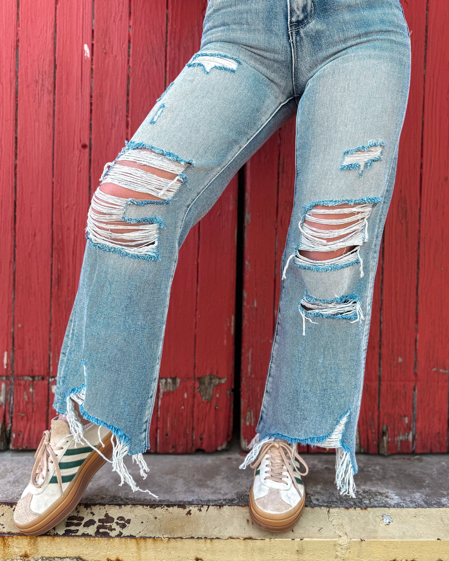 Tulsa Distressed High Rise Vintage Crop Flare