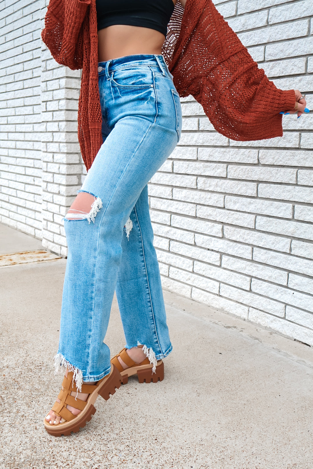 Stretchy High Rise Crop Flare