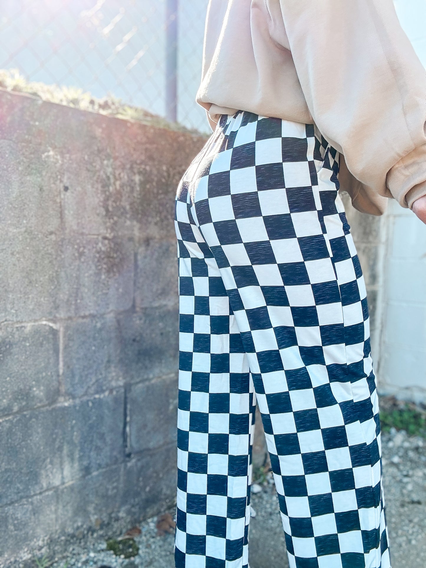 Checkered Wide Leg Bottoms