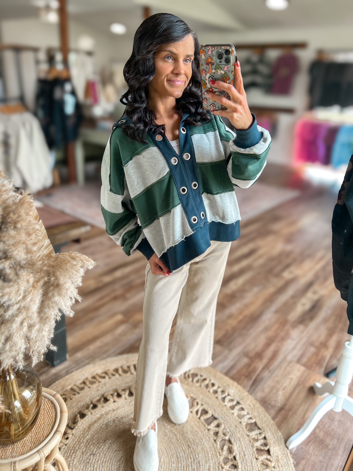 Exposed Seam Rugby Striped Top