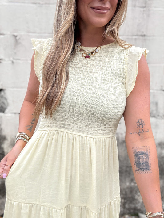 Light Yellow Midi Dress