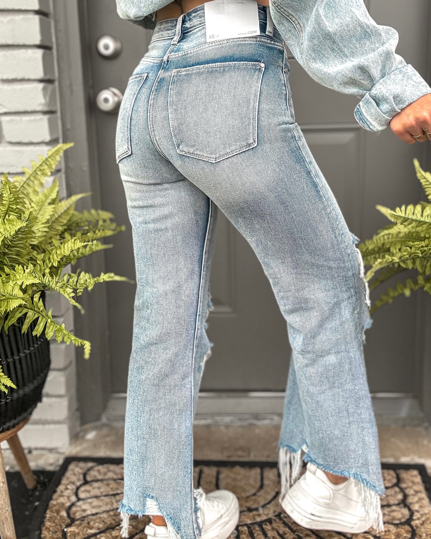 Tulsa Distressed High Rise Vintage Crop Flare