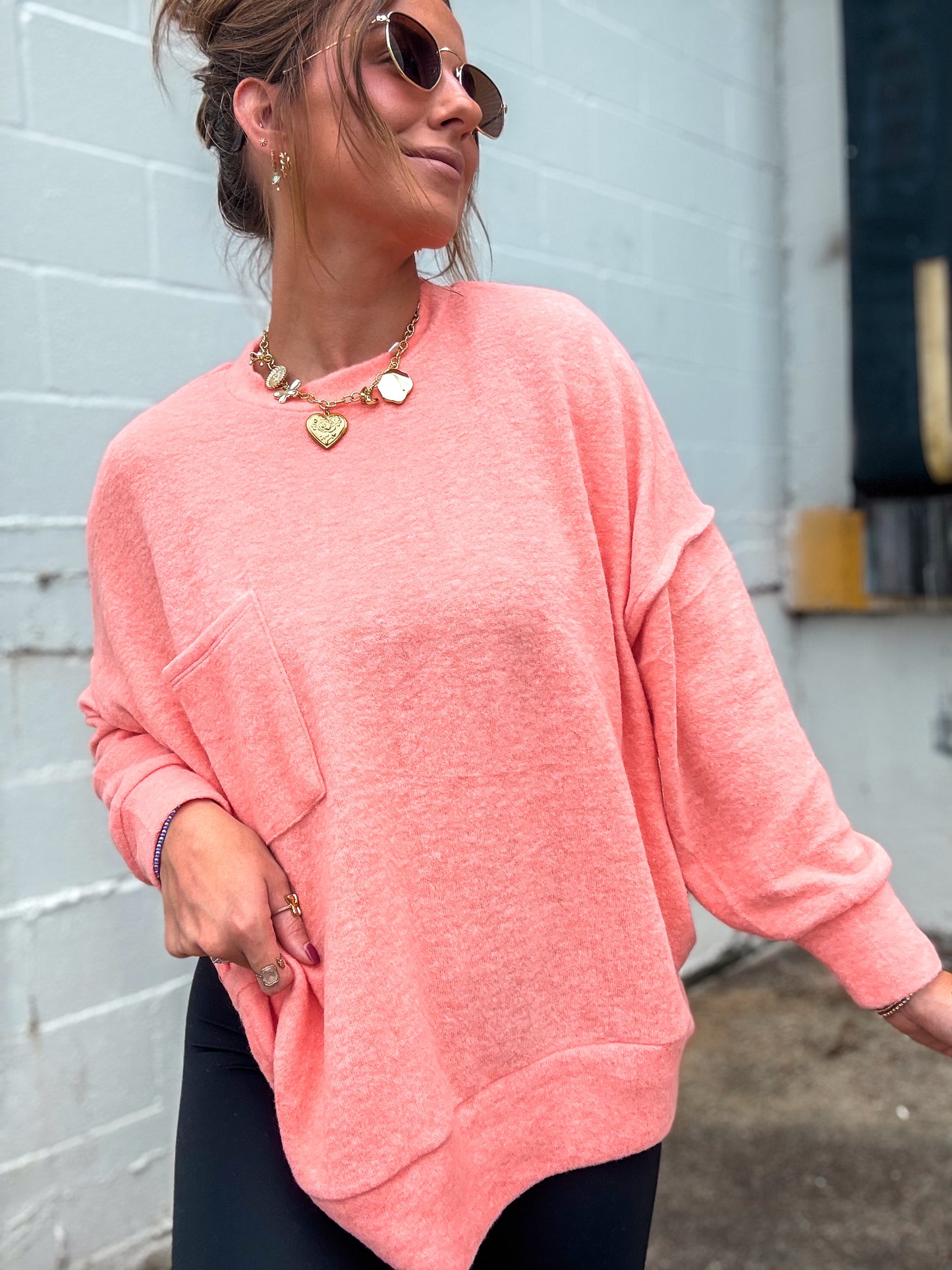Everyday Cloud Oversized Sweater (Coral)