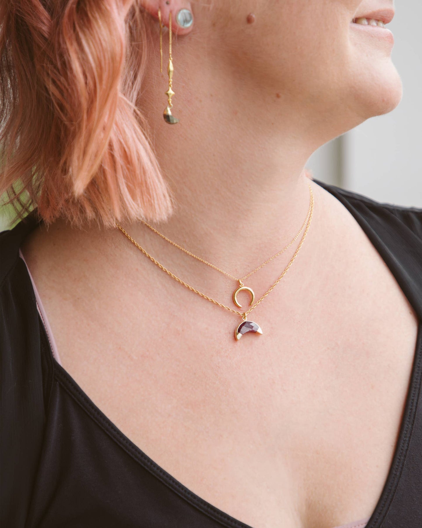 Live by the Sun, Love by the Moon Necklace Set- Ruby