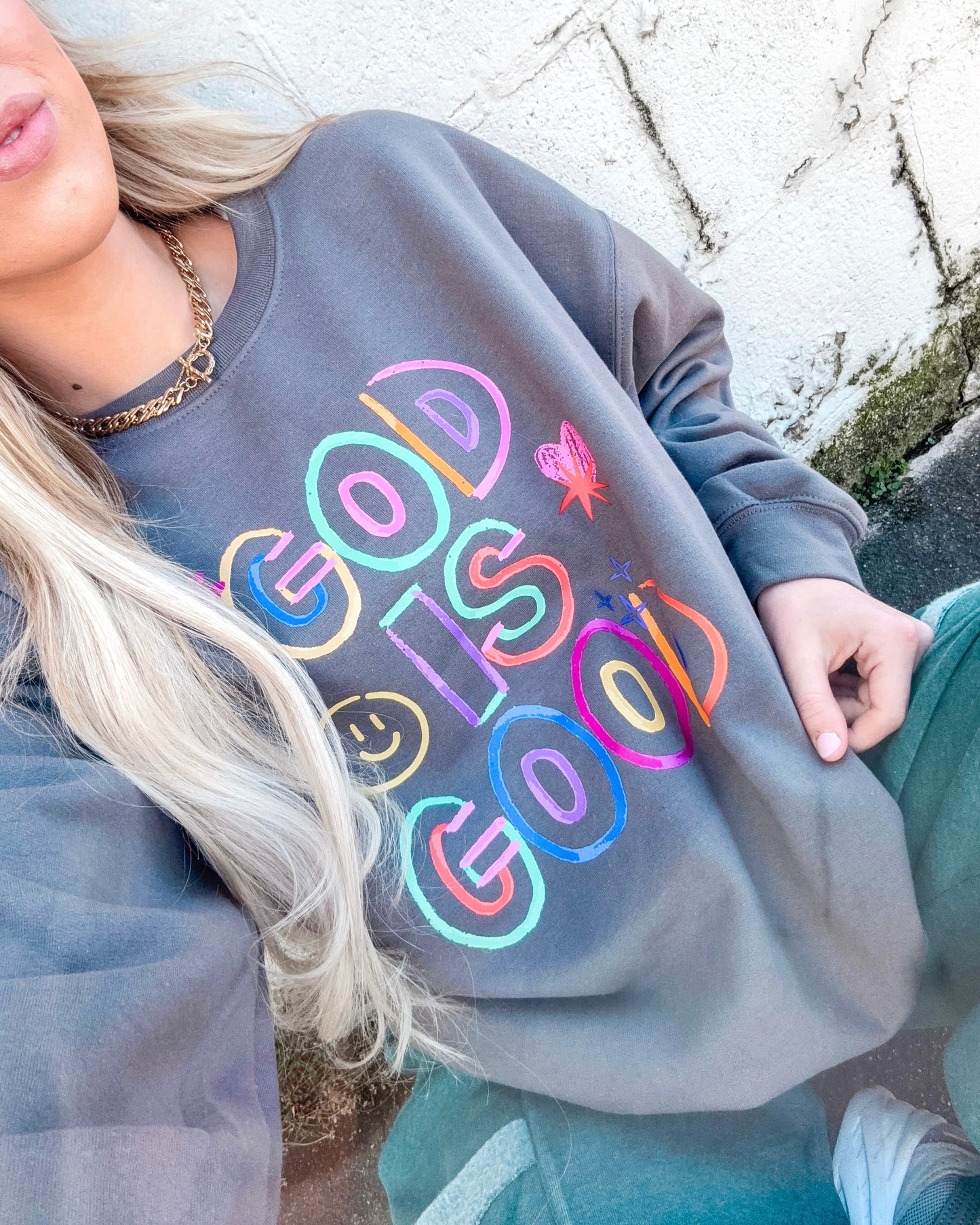 Charcoal God Is Good Sweatshirt (Pre-Order)