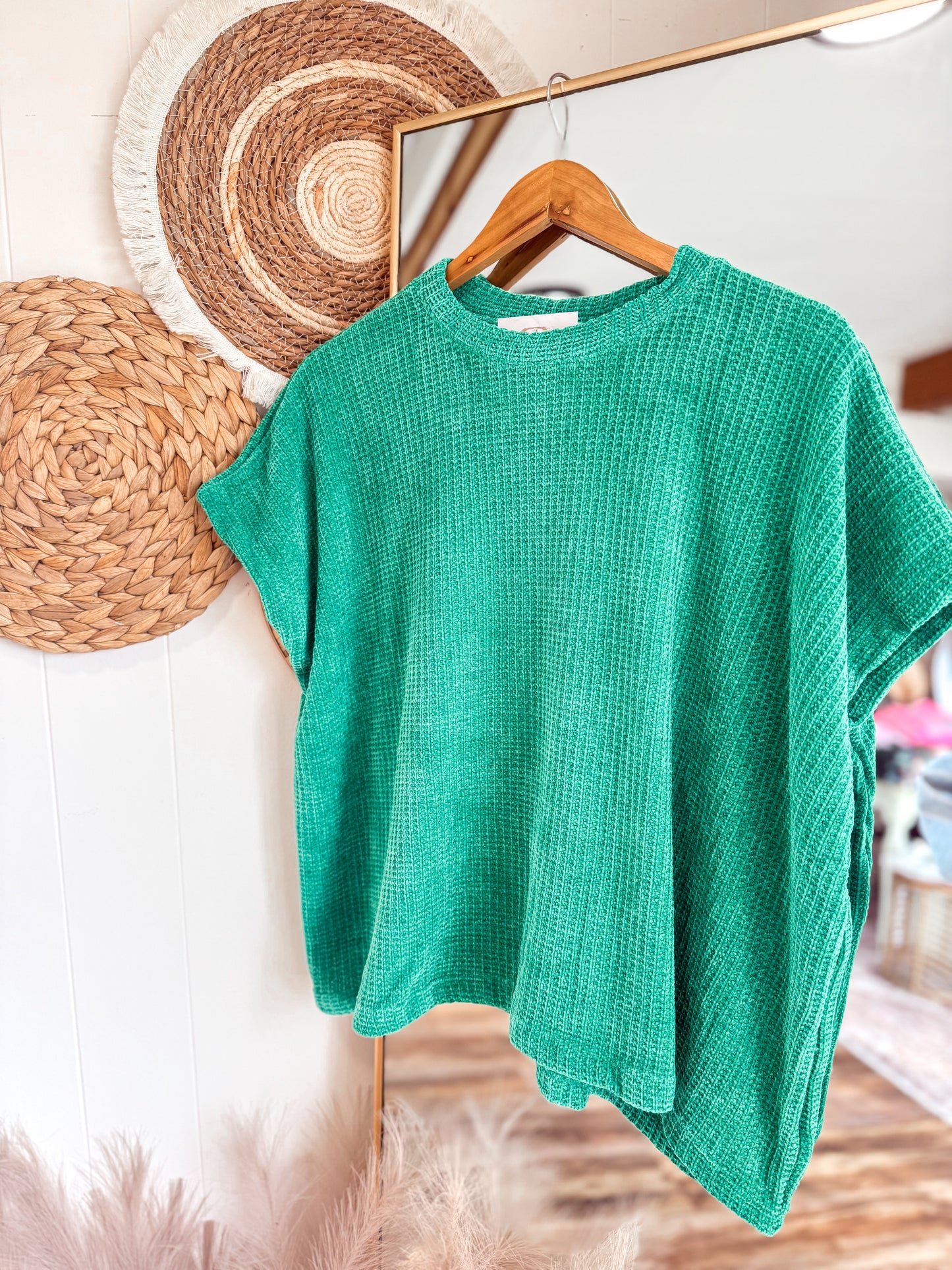Chenille Waffle Knit Top (K Green)