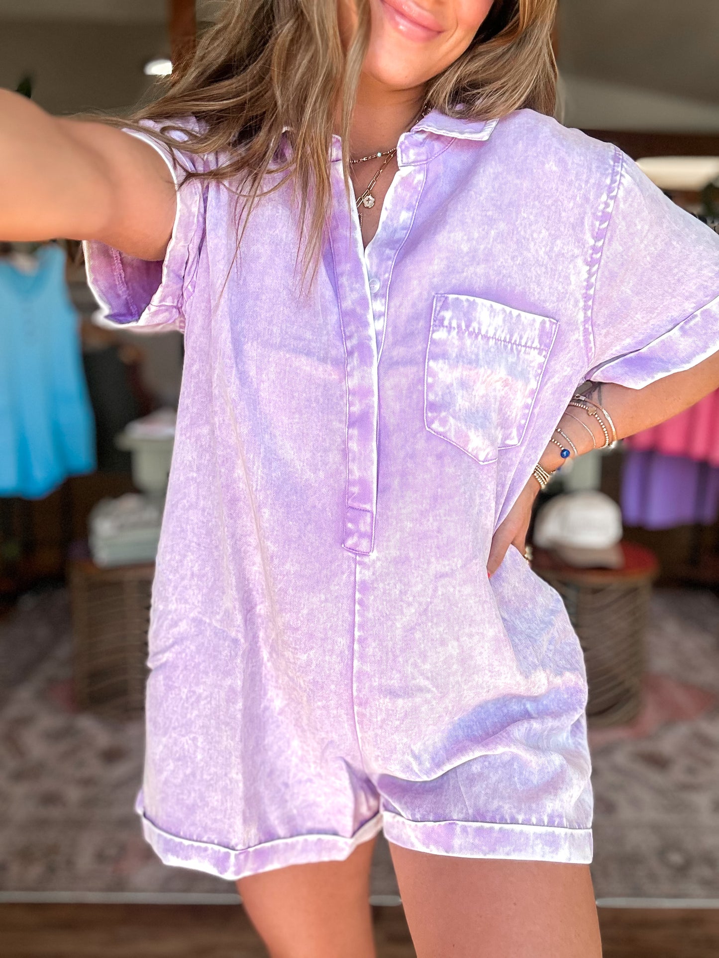 Lavender Flirt Mineral Wash Romper