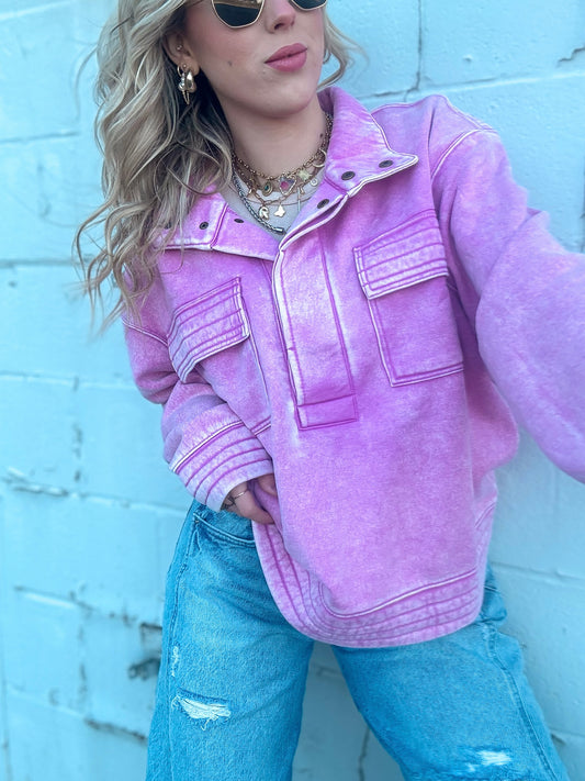 Daily Mauve Half-Snap Pullover