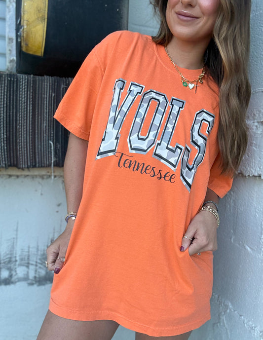 Orange Tennesse Vols Camo Print Tee
