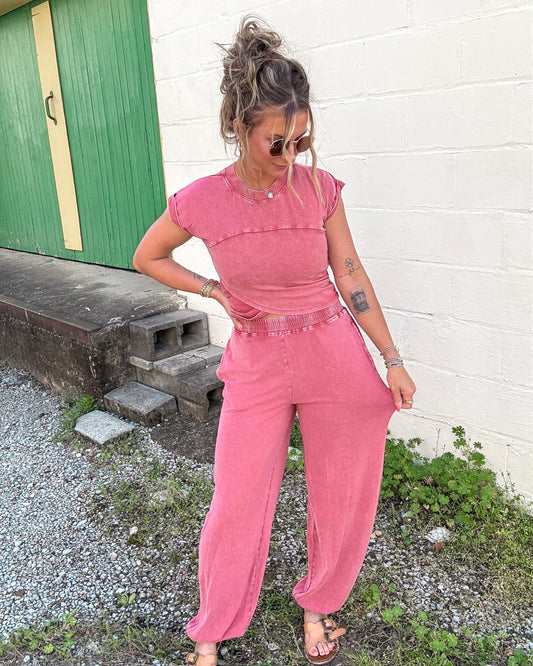 Rolled Sleeve Slouchy Jogger Set