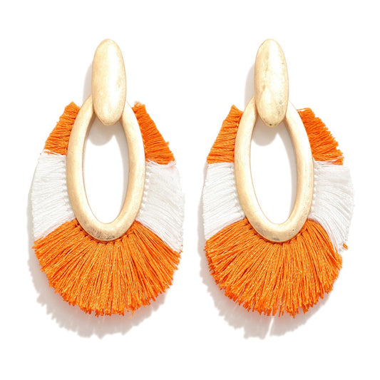 Two Tone Tassel Drop Earring