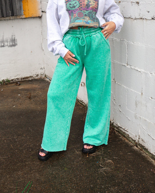 Cloud Wash Palazzo Pants (K Green)
