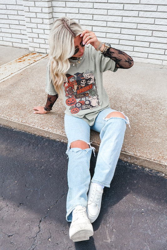 Stonewash Spooky Witch Collage Tee (Pre-Order)