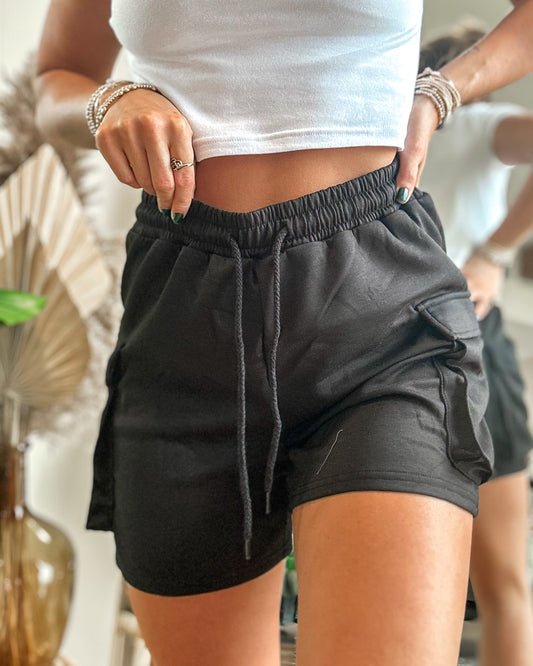 High Waist Scuba Shorts (Black)