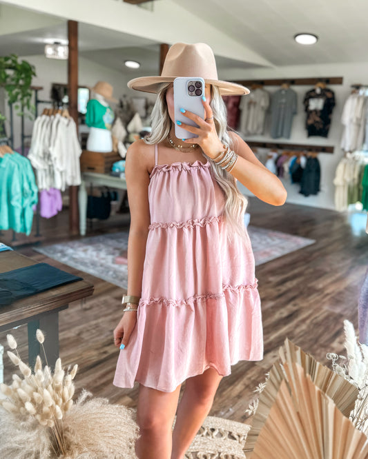 Dusty Pink Ruffle Mini Dress
