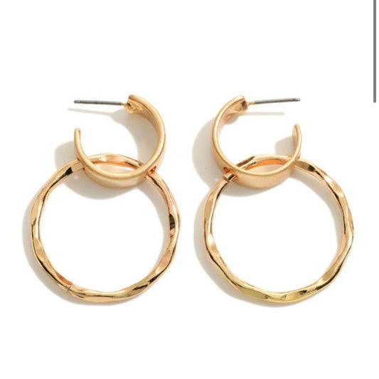 Linked & Hammered Gold Hoops