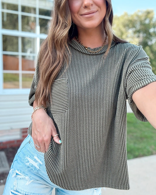 The Cozy Cord Tee (Olive)