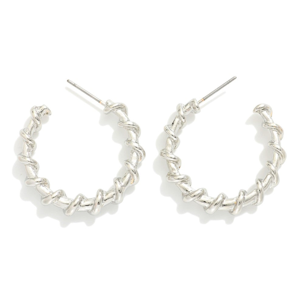 Silver Twisted Hoop Earring