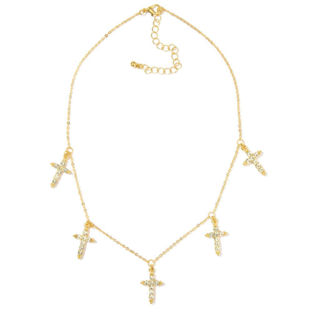 Rhinestone Studded Cross Necklace