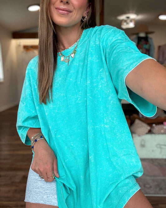 On Repeat Oversized Box Tee (Teal)