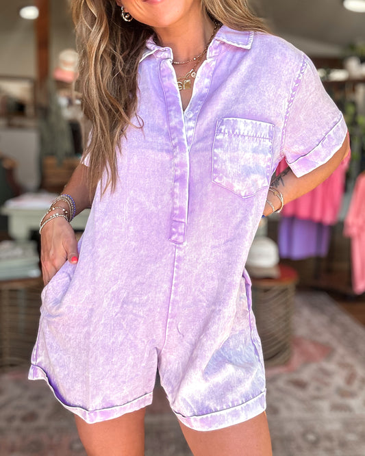 Lavender Flirt Mineral Wash Romper