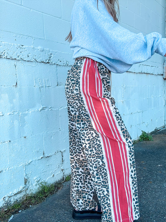 Leopard Red Striped String Pants